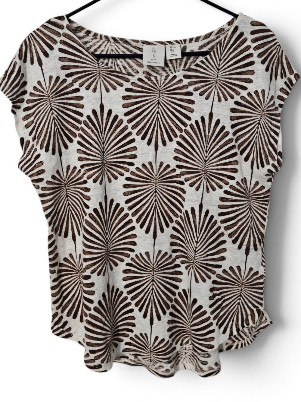 Joie Cream Tee with Brown Radial Floral Print